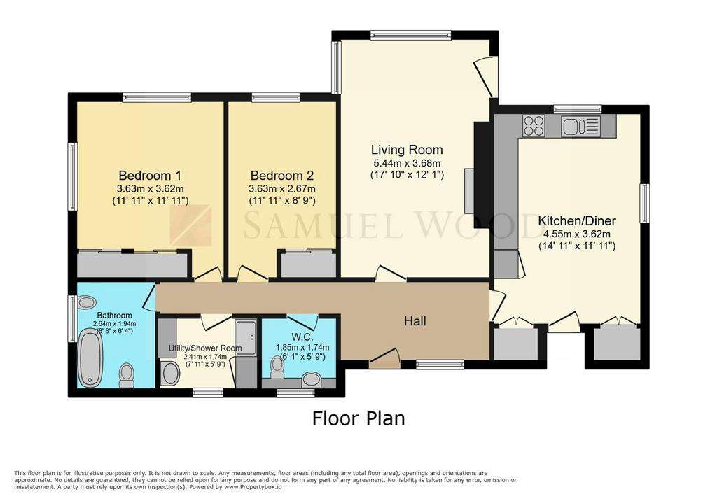 2 bedroom detached bungalow for sale - floorplan