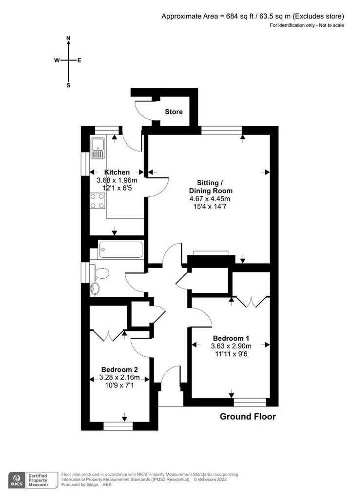 2 bedroom bungalow for sale - floorplan