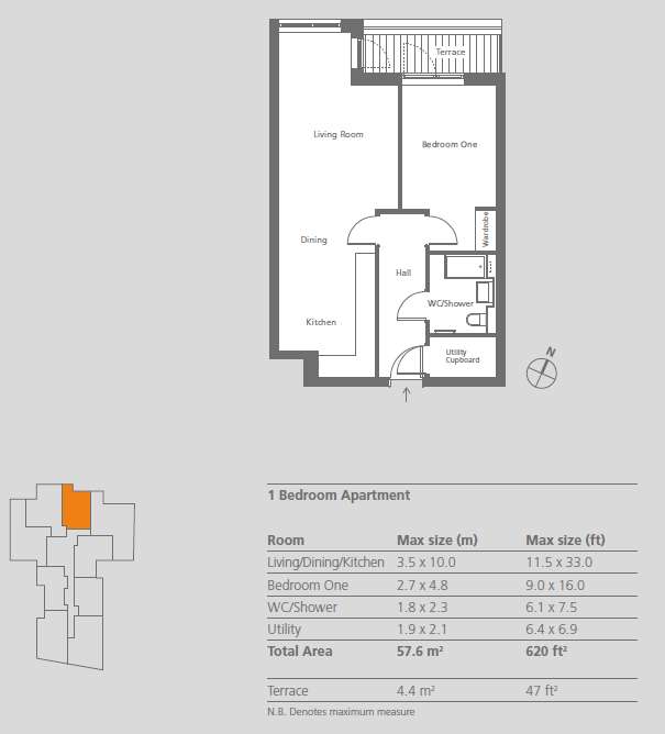 1 bedroom flat for sale - floorplan