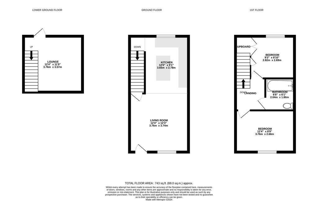 2 bedroom end of terrace house for sale - floorplan