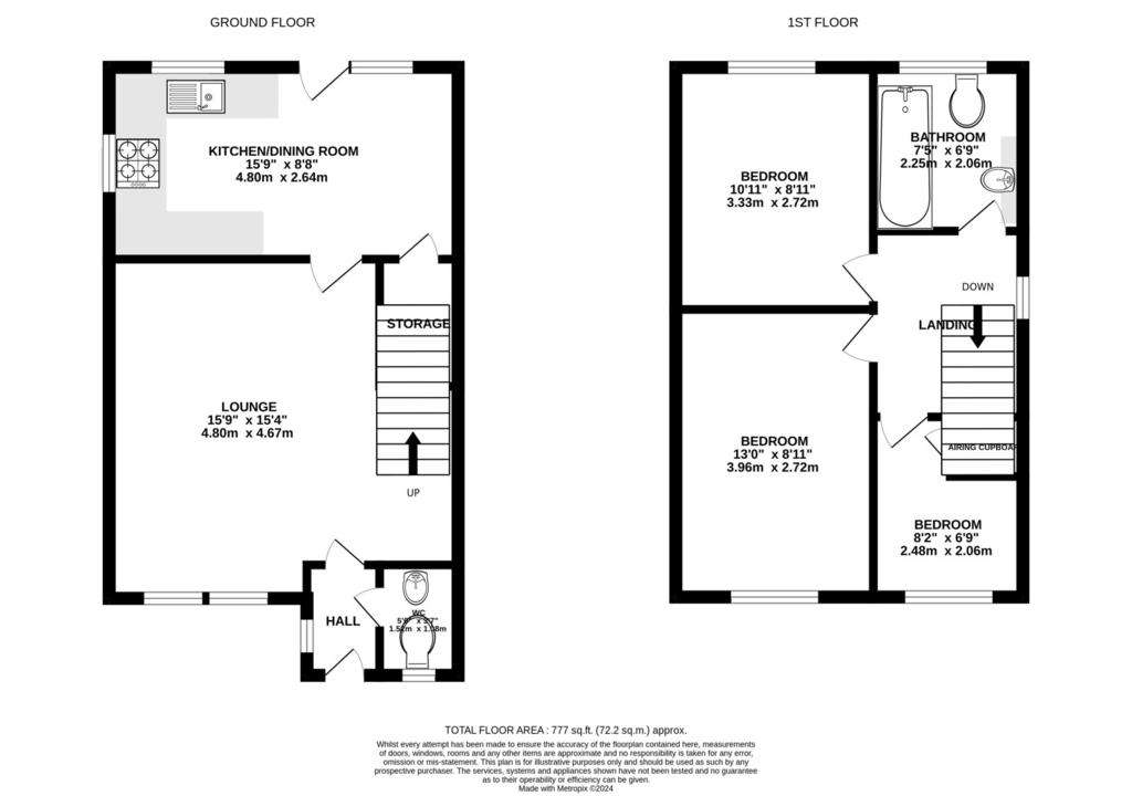 3 bedroom semi-detached house for sale - floorplan