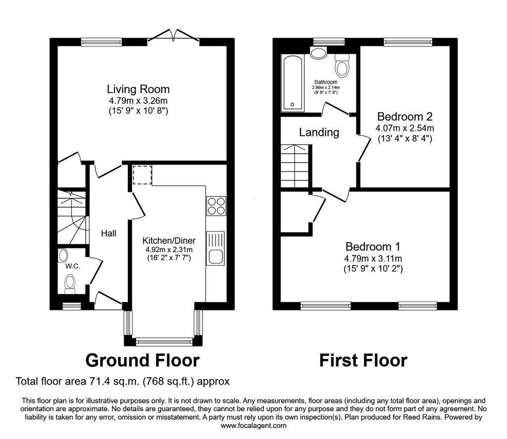 2 bedroom semi-detached house to rent - floorplan