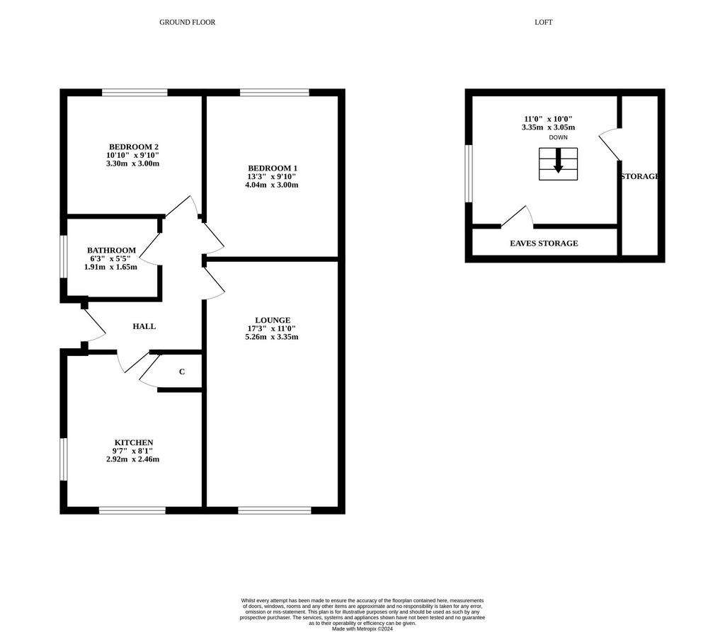 2 bedroom semi-detached bungalow for sale - floorplan