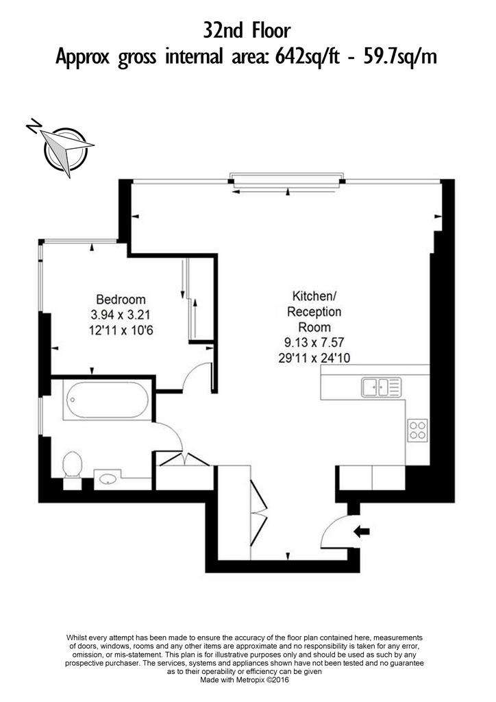 1 bedroom flat to rent - floorplan