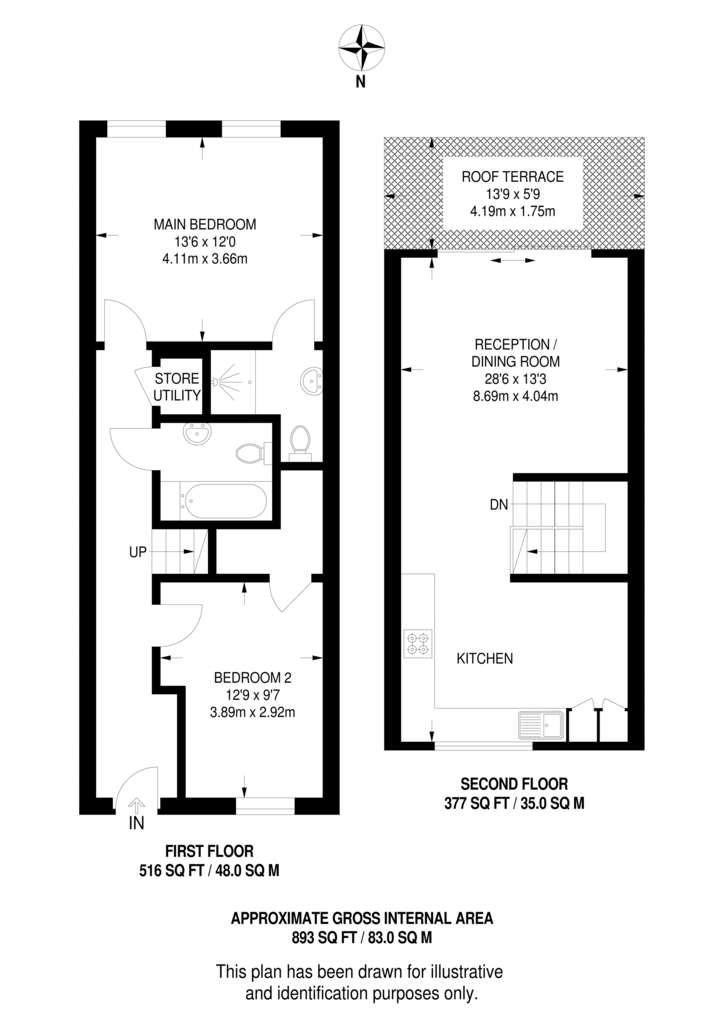 2 bedroom flat to rent - floorplan