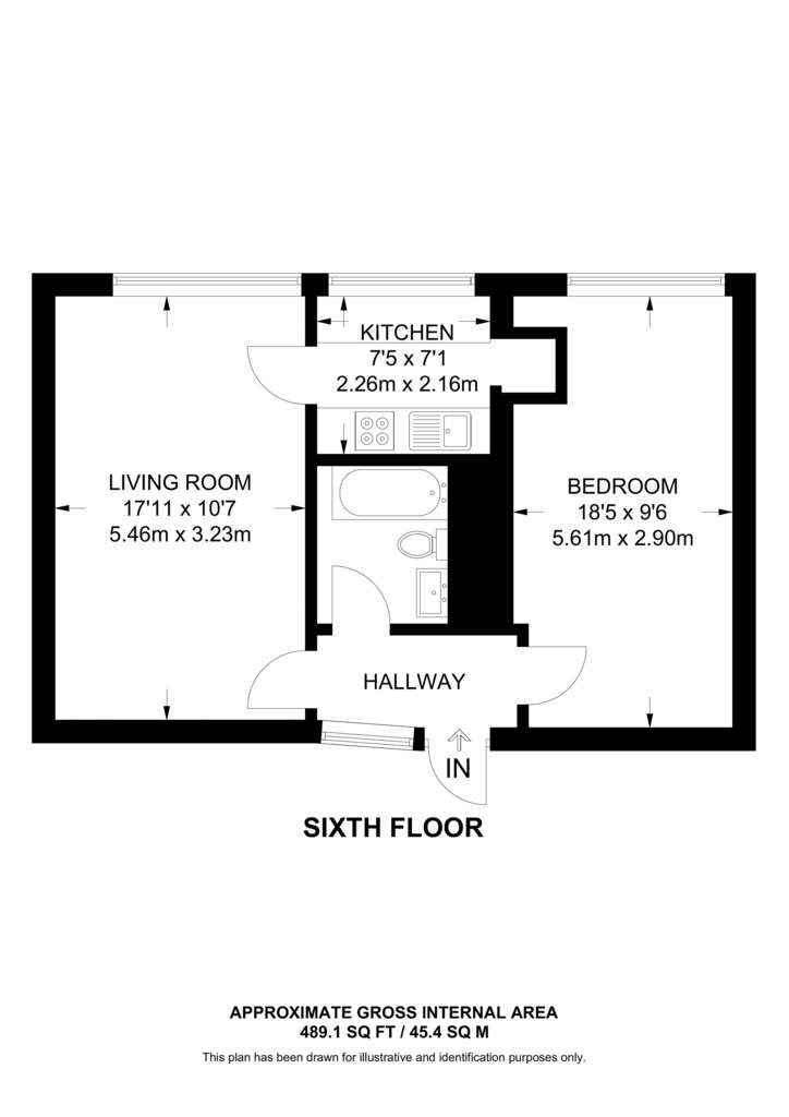 1 bedroom flat to rent - floorplan