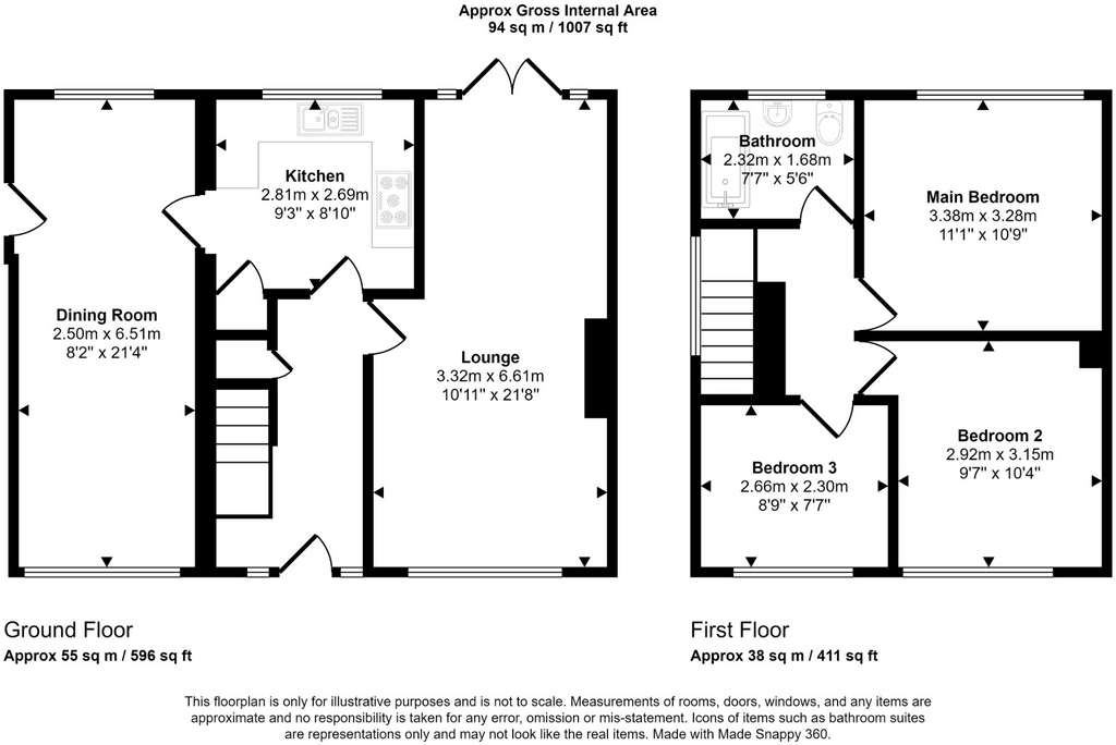 3 bedroom semi-detached house for sale - floorplan