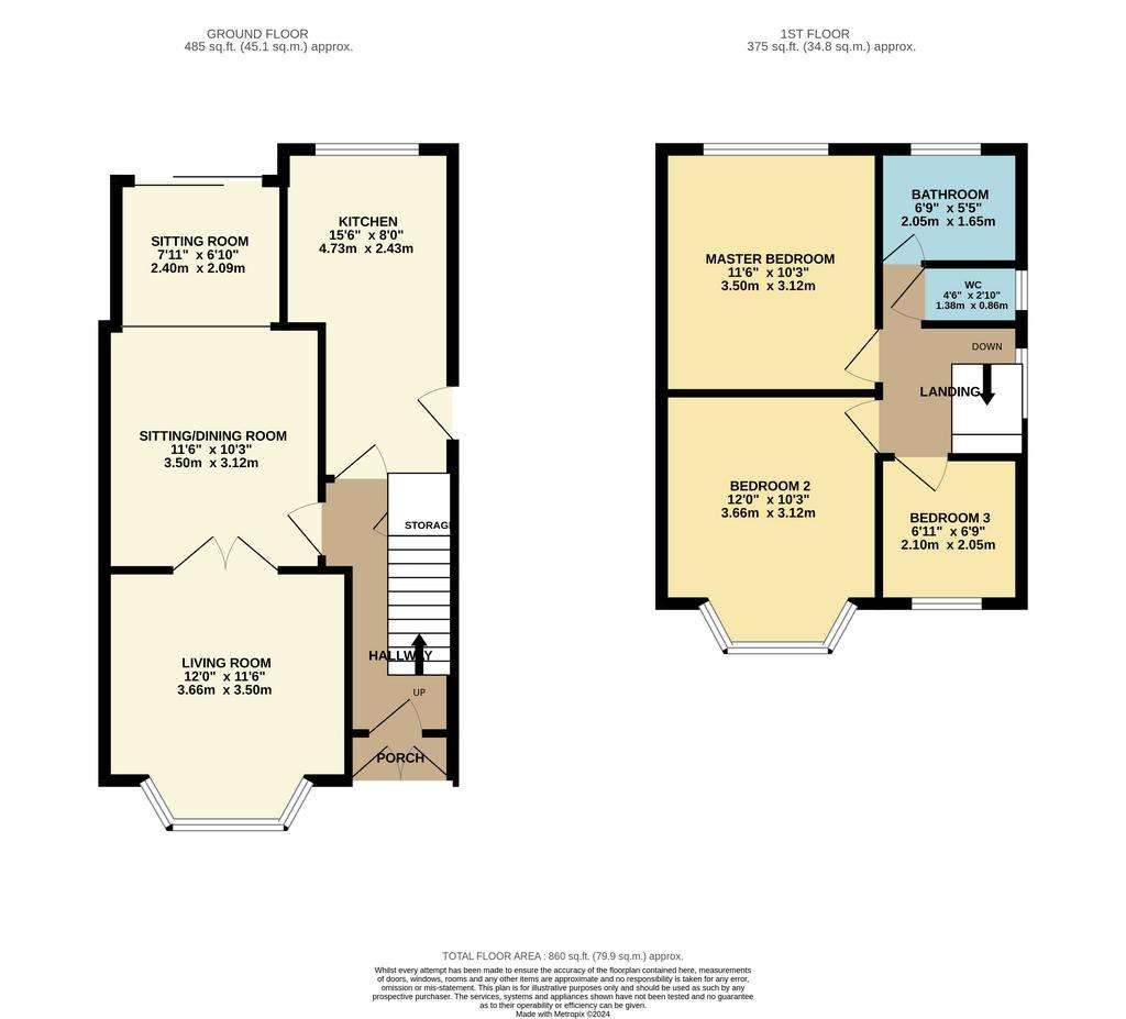 3 bedroom semi-detached house for sale - floorplan