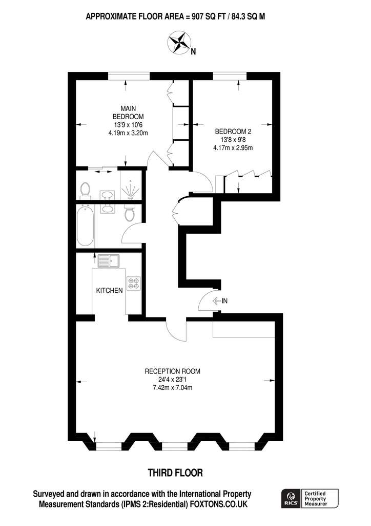 2 bedroom flat to rent - floorplan