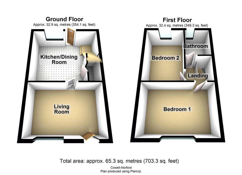 2 bedroom terraced house to rent - floorplan