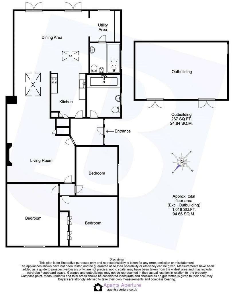 3 bedroom bungalow for sale - floorplan