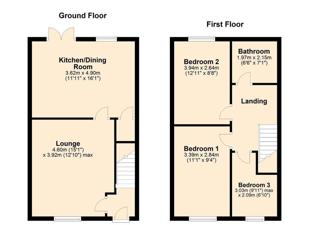 3 bedroom semi-detached house for sale - floorplan