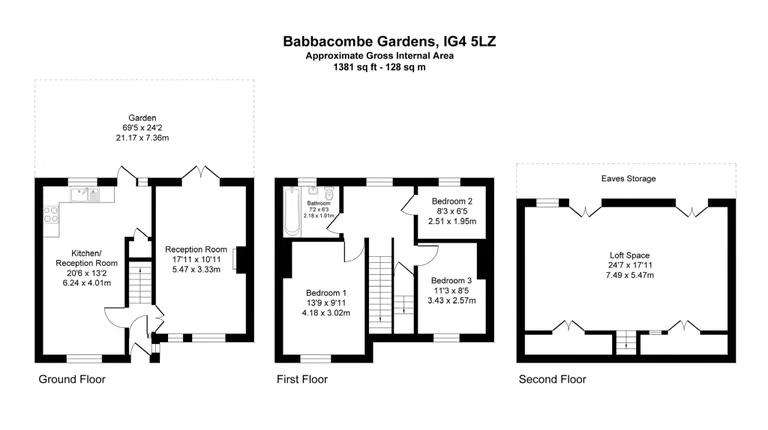 3 bedroom terraced house for sale - floorplan