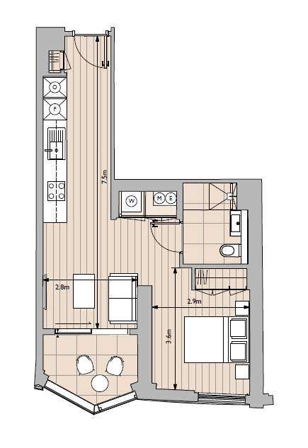 Studio flat for sale - floorplan