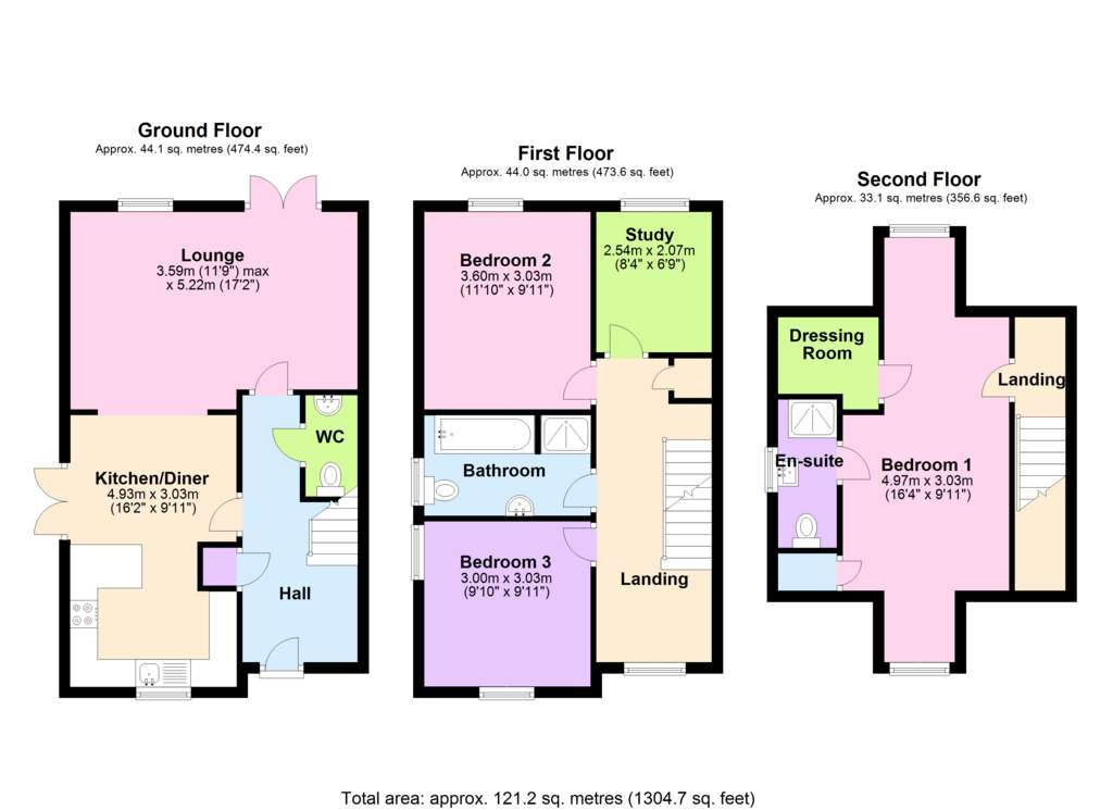 3 bedroom terraced house for sale - floorplan