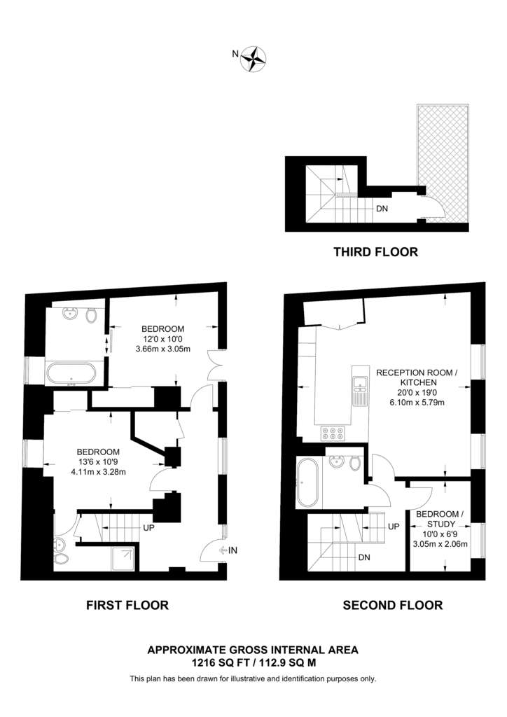 3 bedroom flat to rent - floorplan