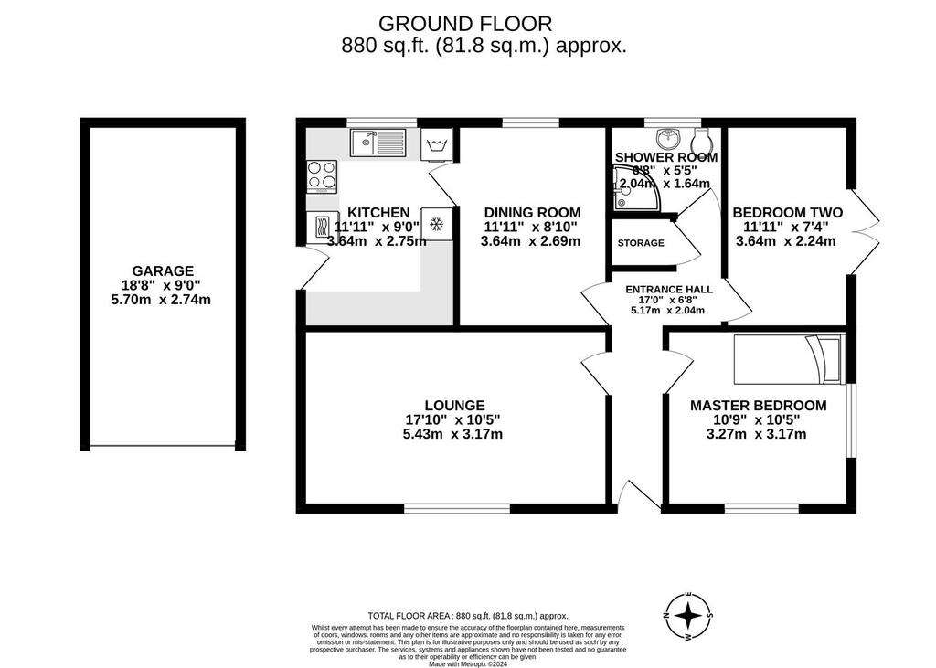 2 bedroom detached house for sale - floorplan