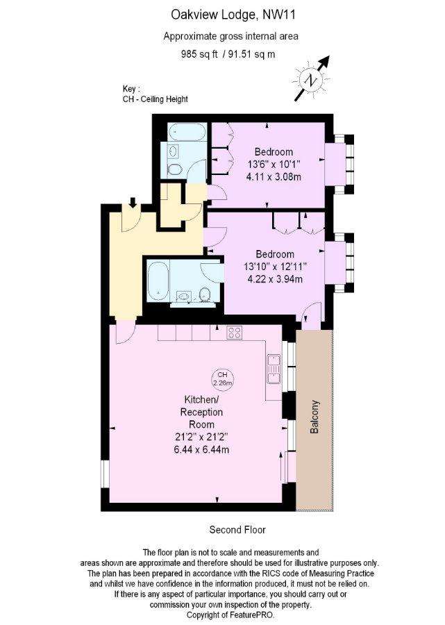 2 bedroom flat to rent - floorplan