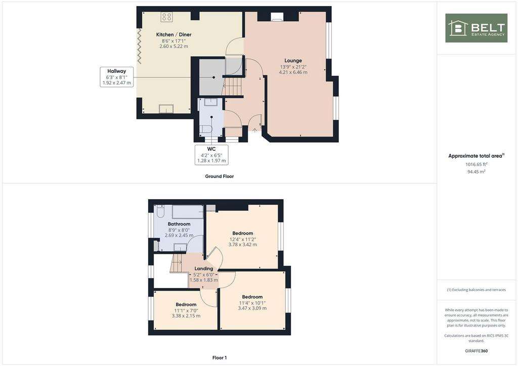 3 bedroom semi-detached house for sale - floorplan