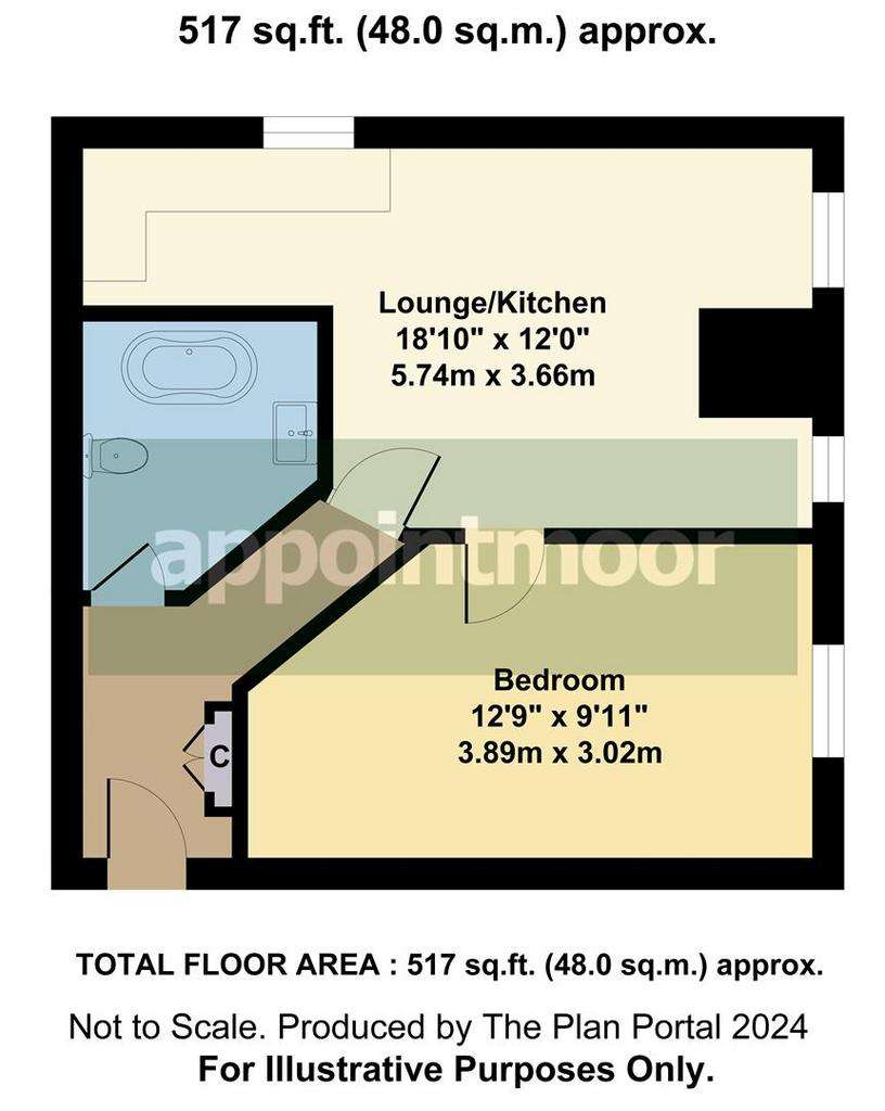 1 bedroom flat to rent - floorplan