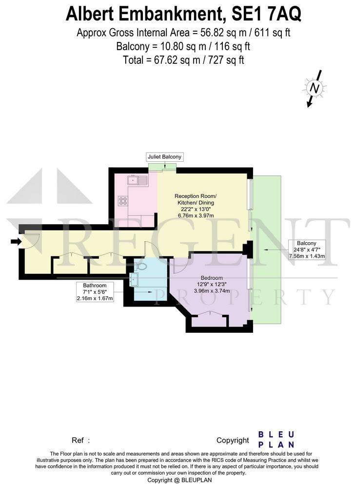 1 bedroom flat to rent - floorplan