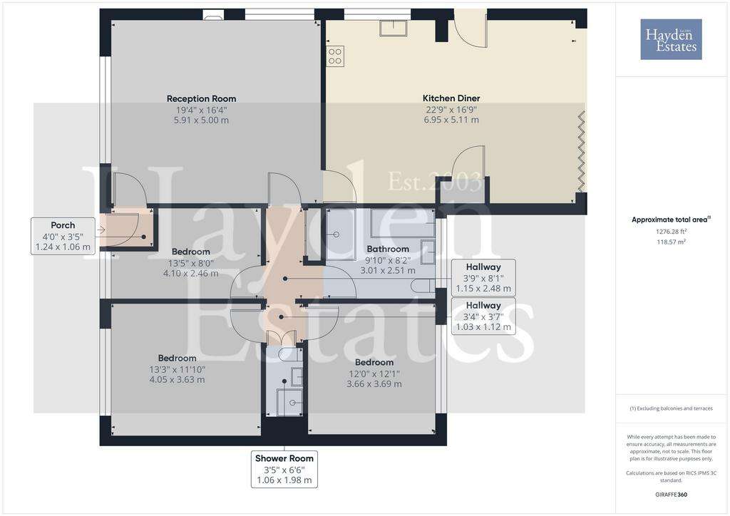 3 bedroom bungalow to rent - floorplan