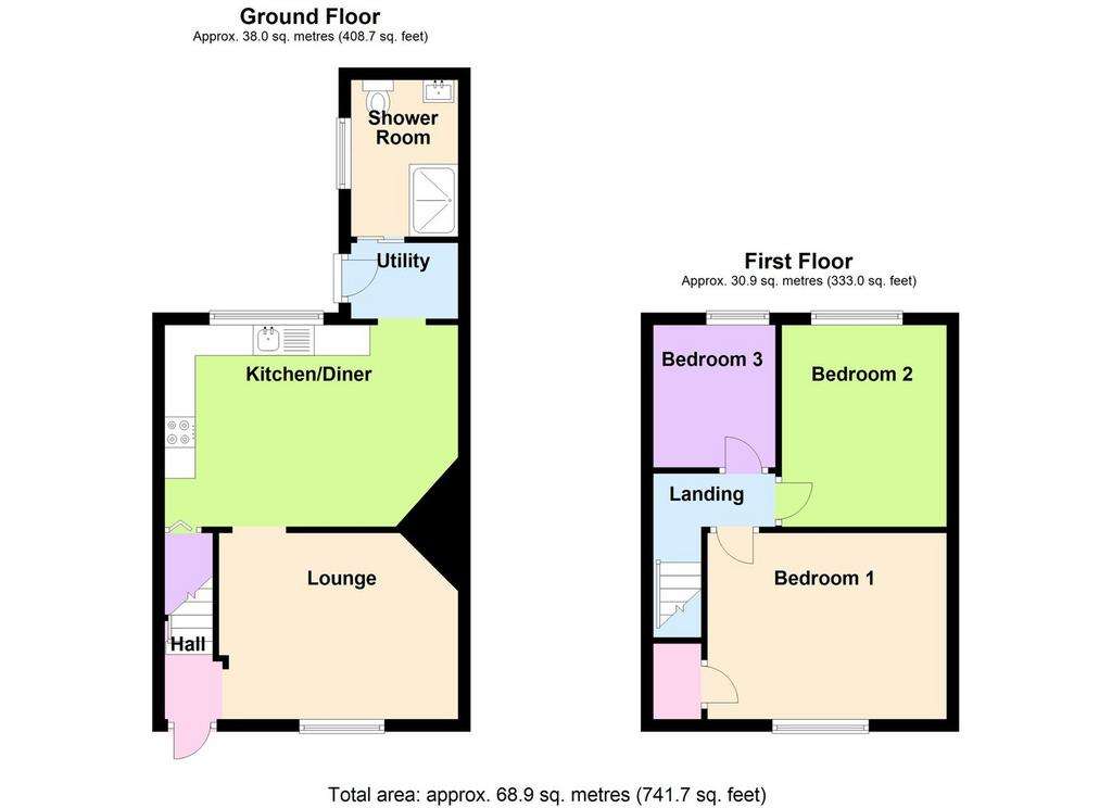 3 bedroom terraced house for sale - floorplan