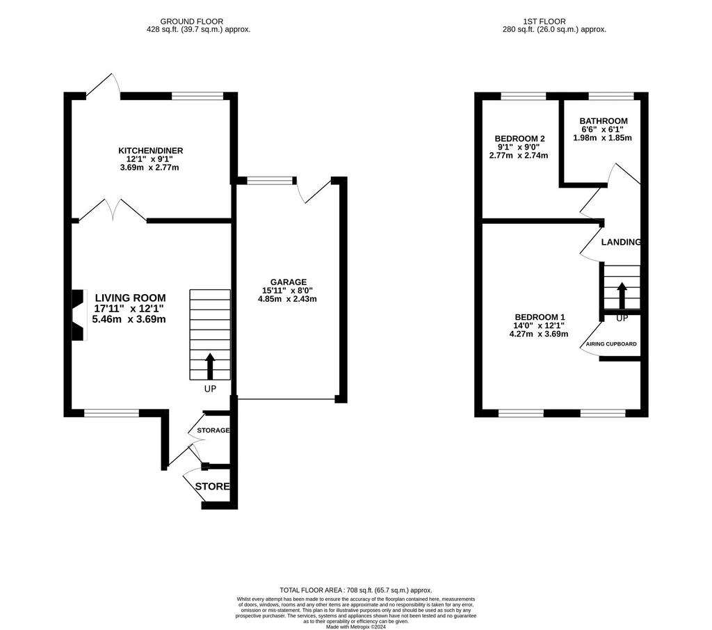 2 bedroom semi-detached house for sale - floorplan