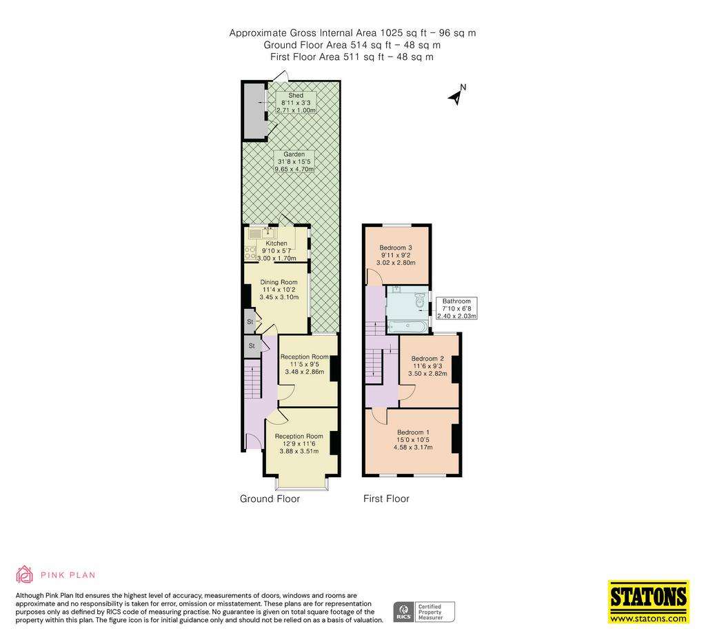 3 bedroom terraced house for sale - floorplan