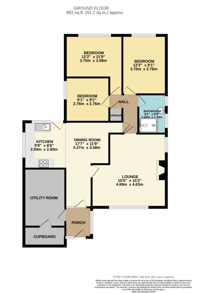 3 bedroom bungalow for sale - floorplan