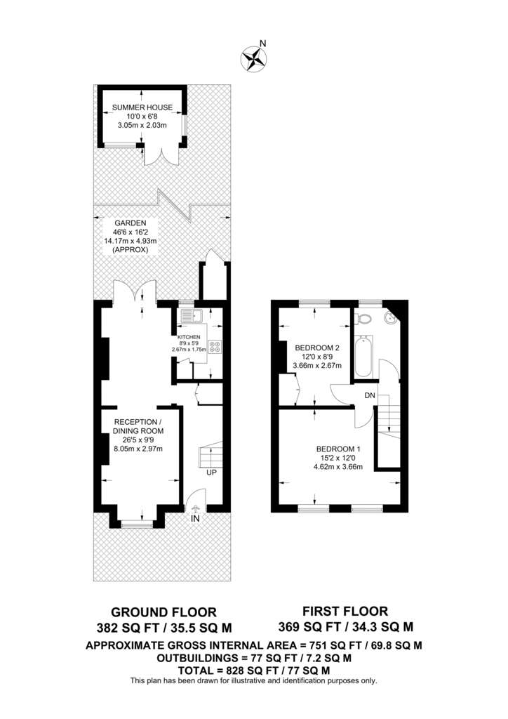 2 bedroom terraced house to rent - floorplan