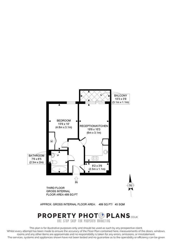 1 bedroom flat to rent - floorplan