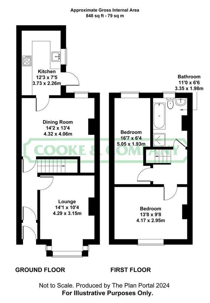 2 bedroom terraced house for sale - floorplan