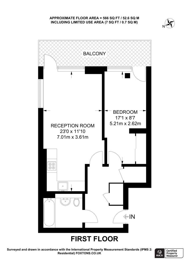 1 bedroom flat to rent - floorplan