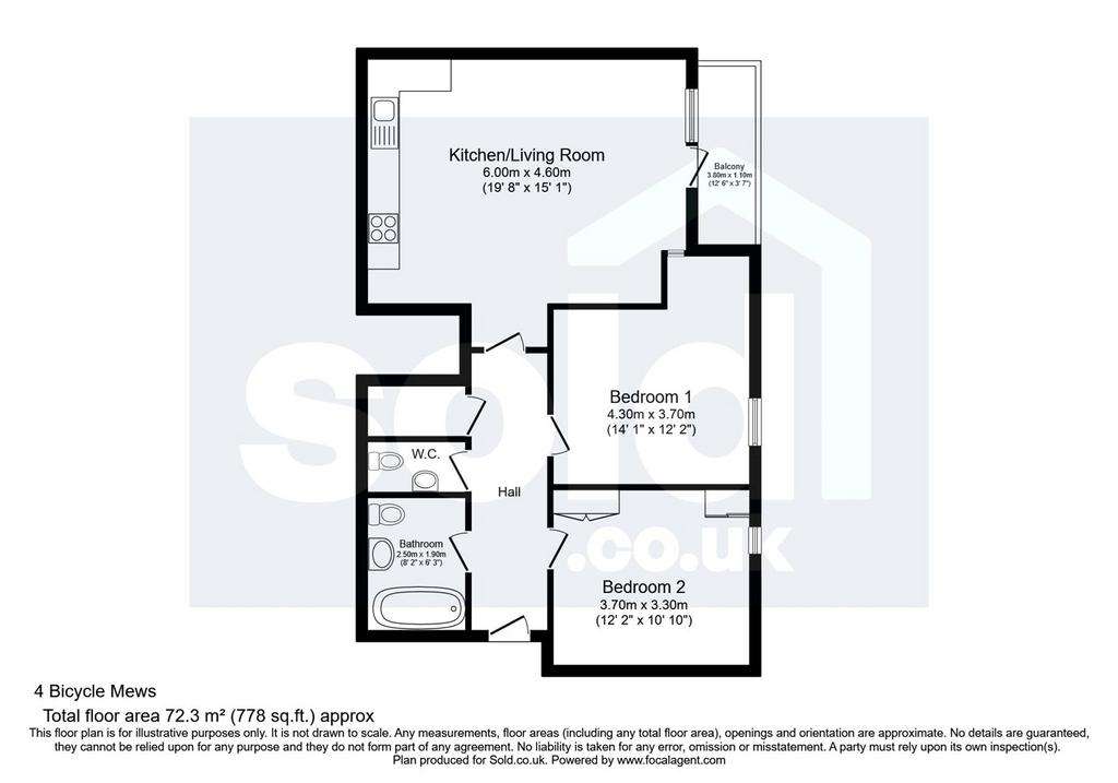 2 bedroom flat for sale - floorplan