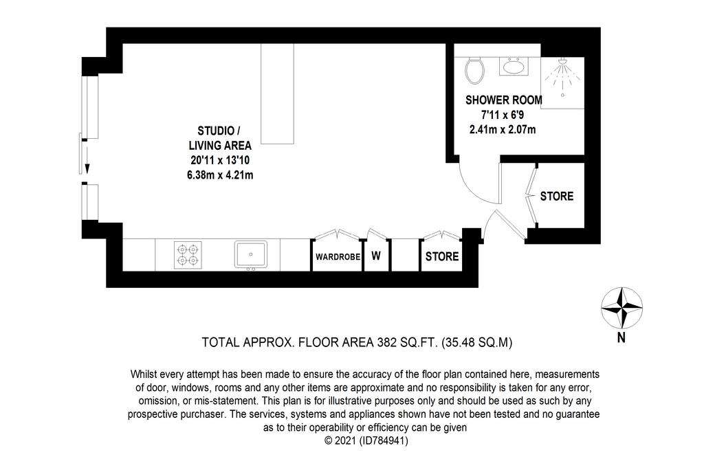 Studio flat to rent - floorplan