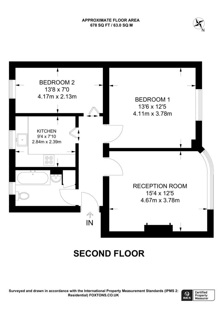 2 bedroom flat to rent - floorplan