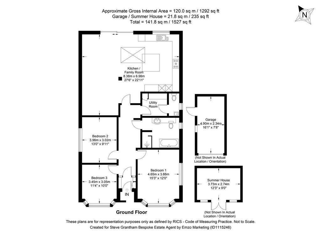 3 bedroom detached bungalow for sale - floorplan