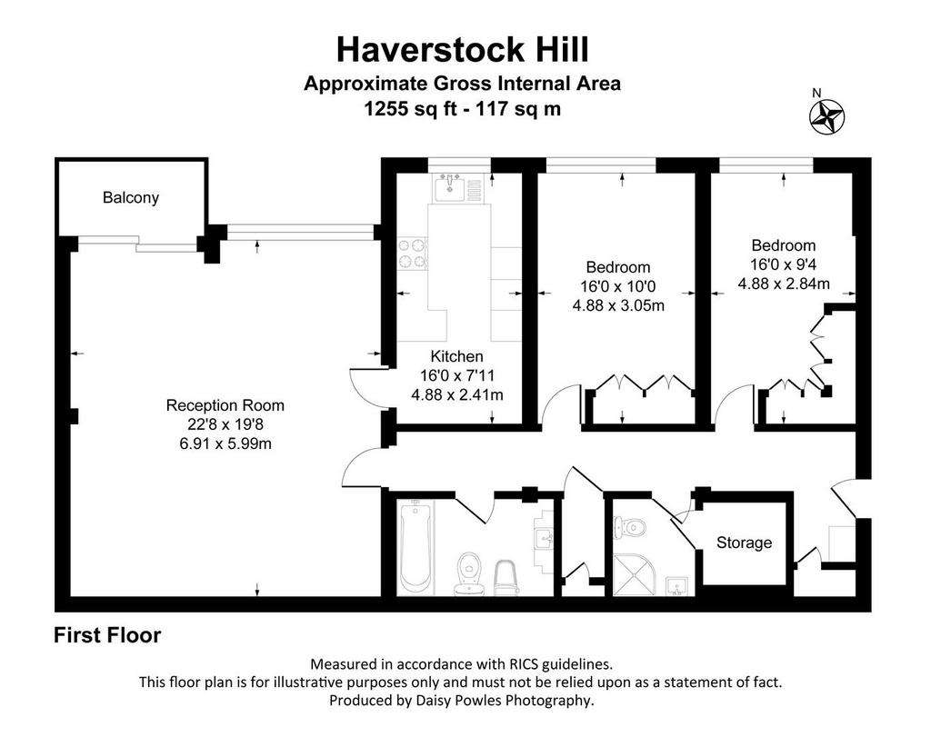 2 bedroom flat to rent - floorplan