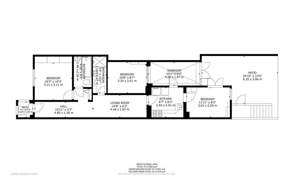 3 bedroom flat to rent - floorplan