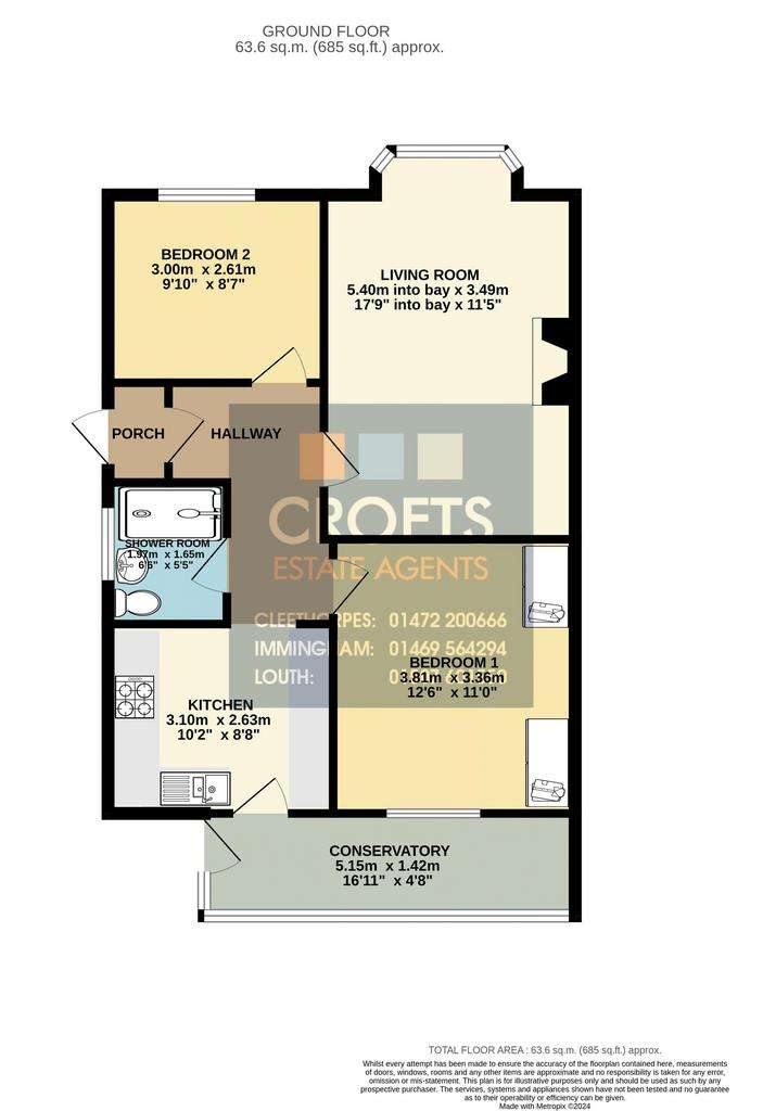 2 bedroom semi-detached bungalow for sale - floorplan