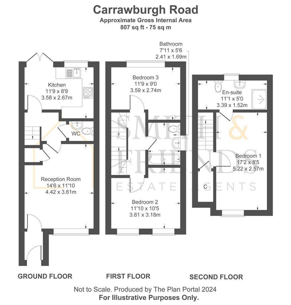 3 bedroom town house to rent - floorplan