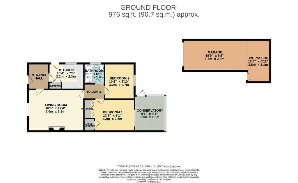 2 bedroom semi-detached bungalow for sale - floorplan