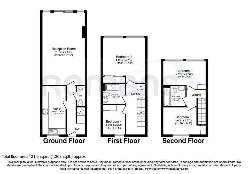 4 bedroom town house to rent - floorplan