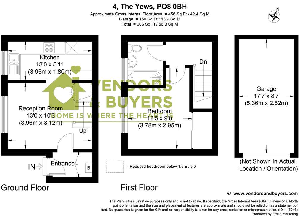 1 bedroom end of terrace house for sale - floorplan