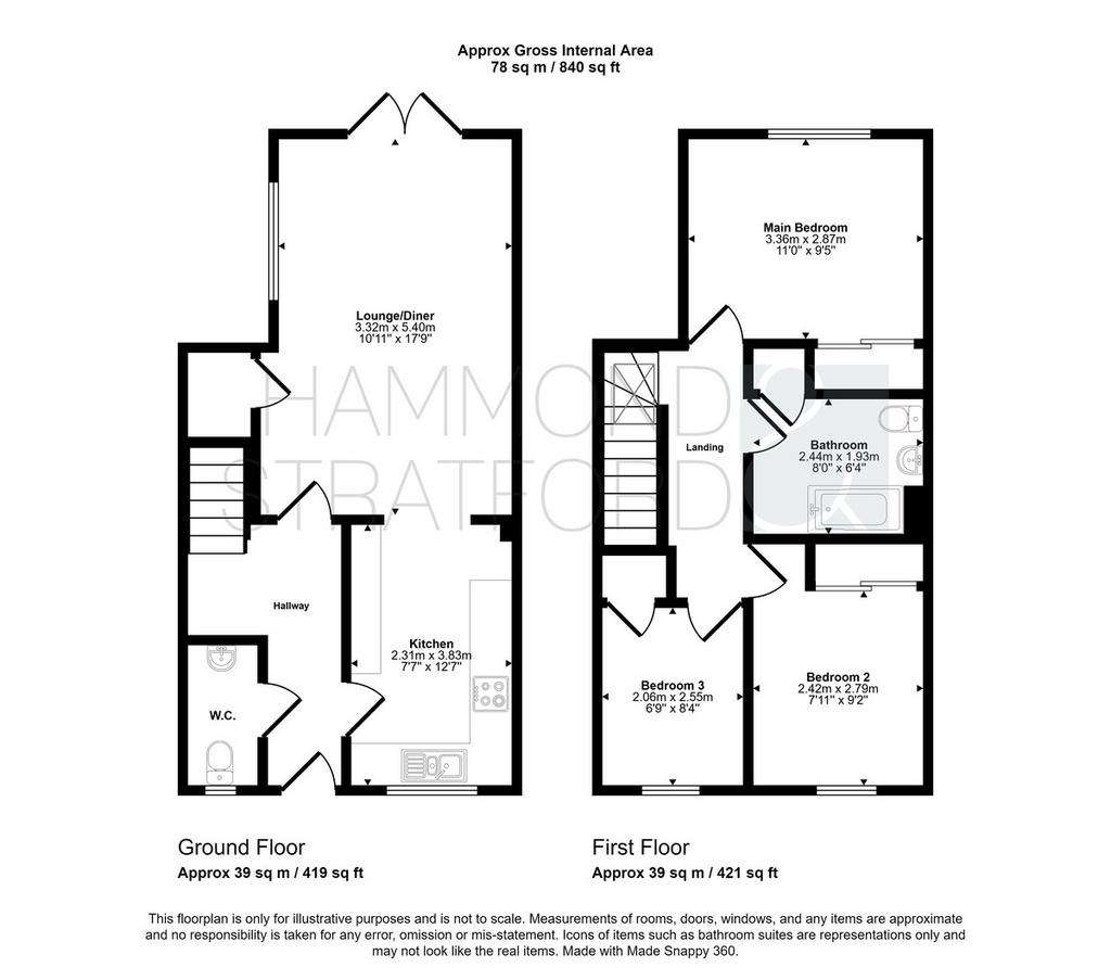 3 bedroom terraced house for sale - floorplan