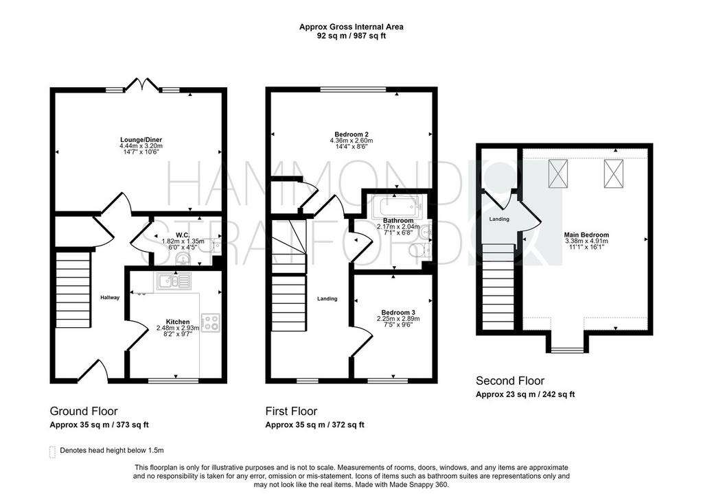 3 bedroom terraced house for sale - floorplan