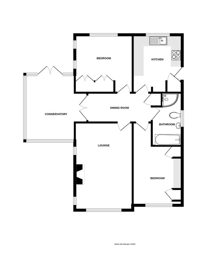 2 bedroom detached bungalow for sale - floorplan