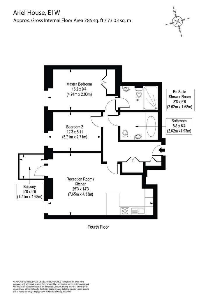 2 bedroom flat to rent - floorplan