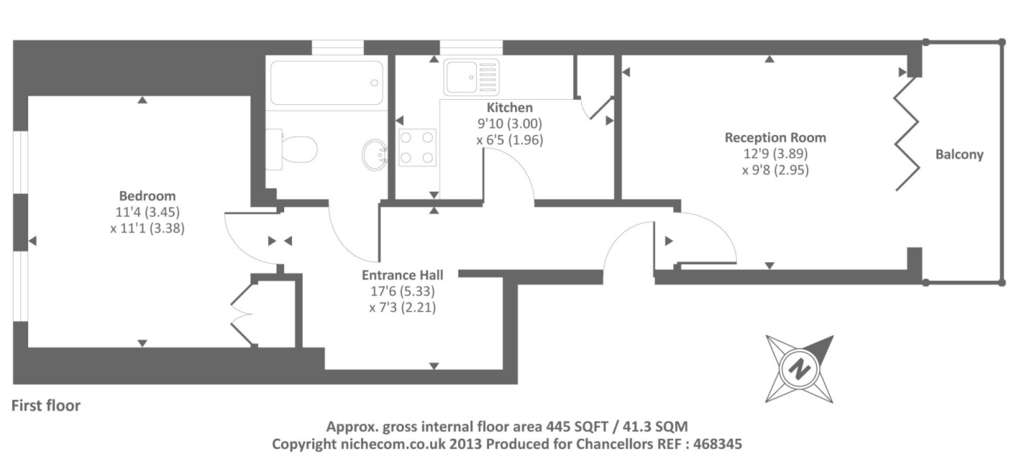 1 bedroom flat to rent - floorplan